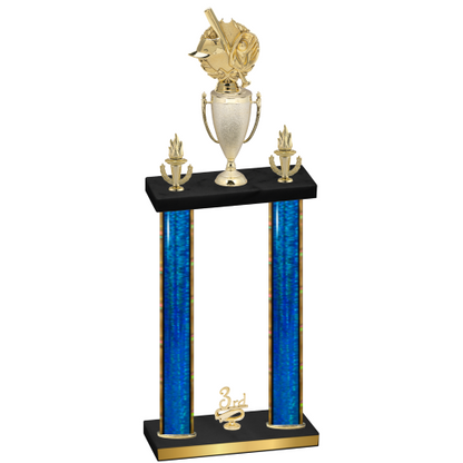 Double Blue Glacier Third Place Baseball Trophy