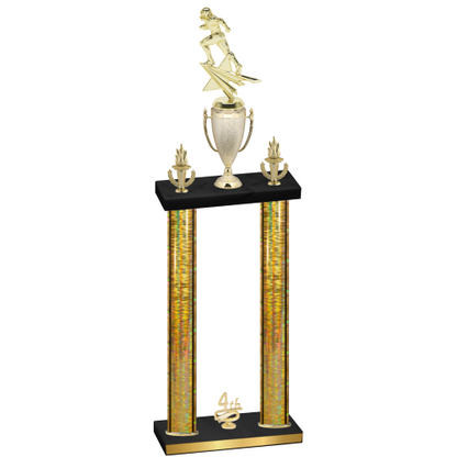 Double Gold Glacier Fourth Place Football Trophy