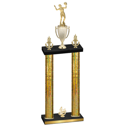Double Gold Glacier Fourth Place Volleyball Trophy