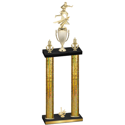 Double Gold Glacier First Place Flag Football Trophy