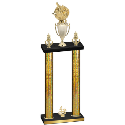 Double Gold Glacier Fourth Place Baseball Trophy