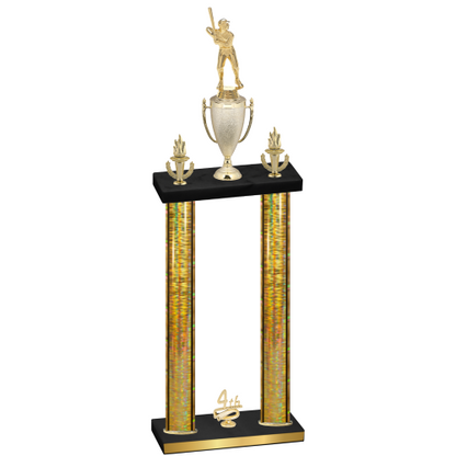 Double Gold Glacier Fourth Place Baseball Trophy