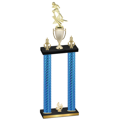 Double Blue Carbon Fiber Fourth Place Football Trophy