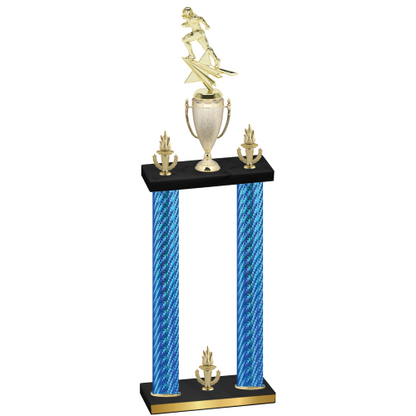 Double Blue Carbon Fiber Victory Football Trophy