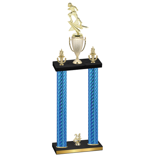 Double Blue Carbon Fiber Year Football Trophy
