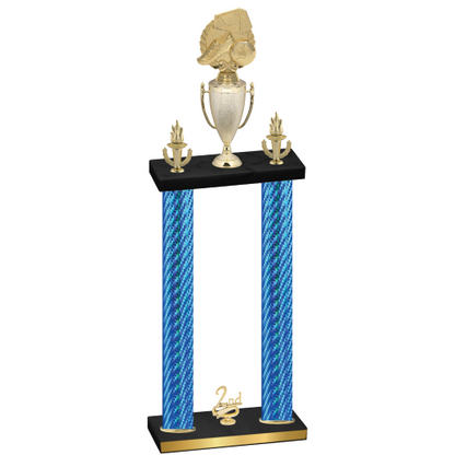 Double Blue Carbon Fiber Second Place Soccer Trophy