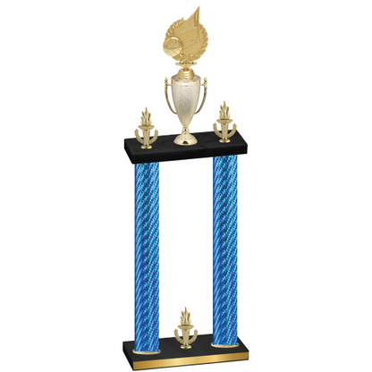 Double Blue Carbon Fiber Victory Volleyball Trophy