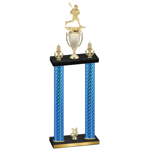 Double Blue Carbon Fiber Year Lacrosse Trophy