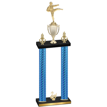 Double Blue Carbon Fiber Second Place Karate Trophy