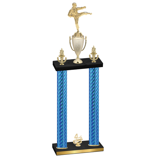 Double Blue Carbon Fiber Fourth Place Karate Trophy