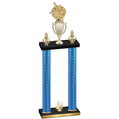 Double Blue Carbon Fiber Fourth Place Baseball Trophy
