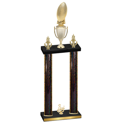 Double Black Glacier Third Place Football Trophy