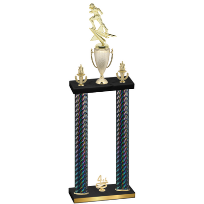 Double Black Carbon Fiber Fourth Place Football Trophy