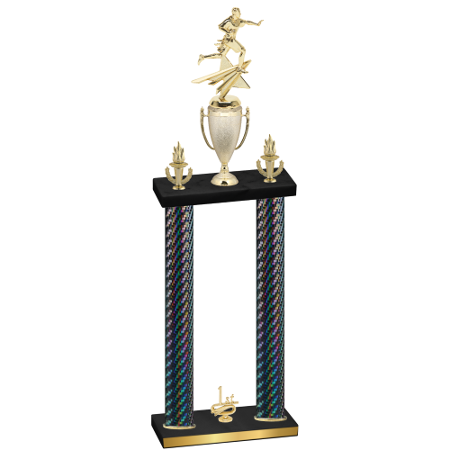 Double Black Carbon Fiber First Place Flag Football Trophy
