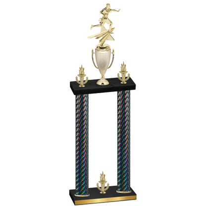 Double Black Carbon Fiber Victory Flag Football Trophy