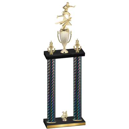 Double Black Carbon Fiber Year Flag Football Trophy