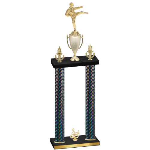 Double Black Carbon Fiber Third Place Karate Trophy