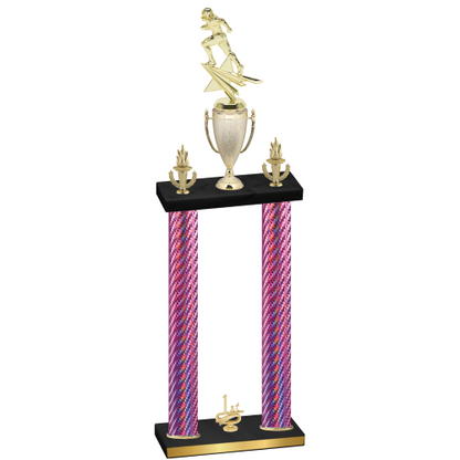 Double Pink Carbon Fiber First Place Football Trophy