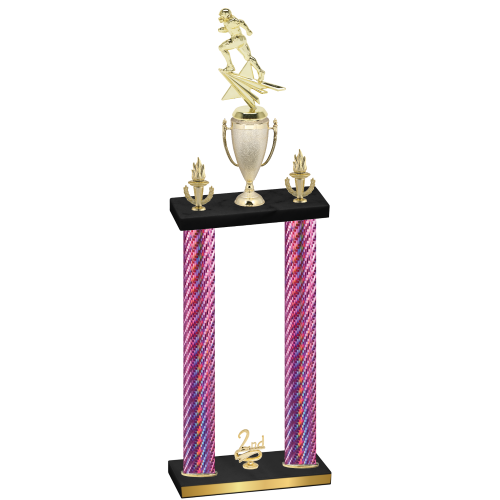 Double Pink Carbon Fiber Second Place Football Trophy