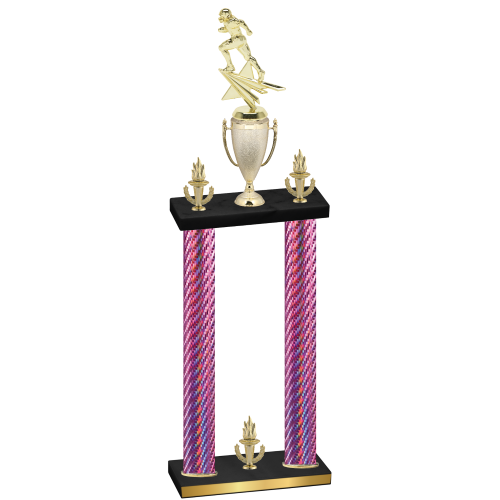 Double Pink Carbon Fiber Victory Football Trophy