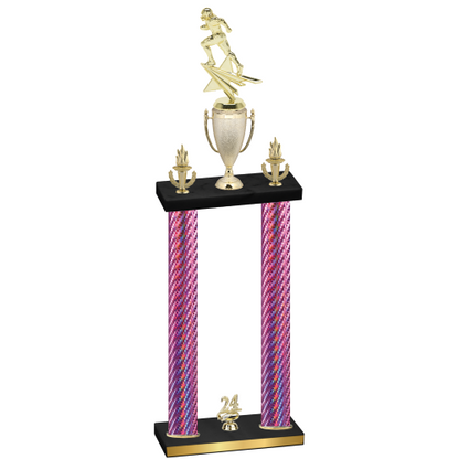 Double Pink Carbon Fiber Year Football Trophy