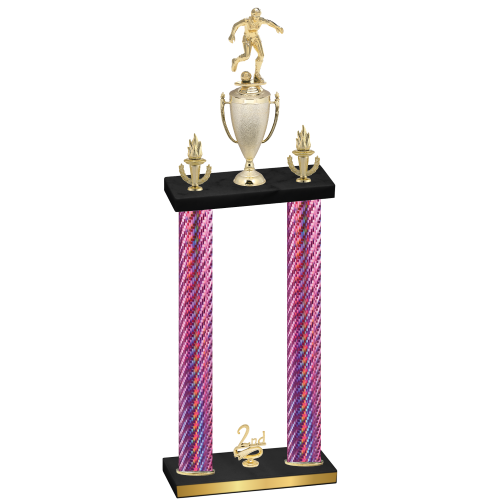 Double Pink Carbon Fiber Second Place Soccer Trophy
