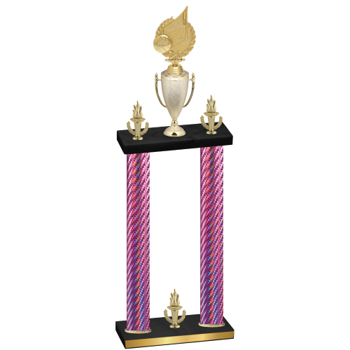 Double Pink Carbon Fiber Victory Volleyball Trophy