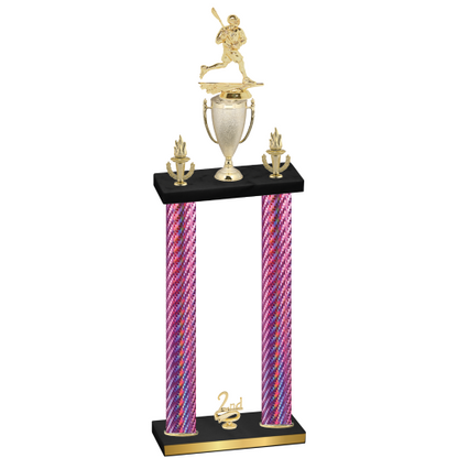 Double Pink Carbon Fiber Second Place Lacrosse Trophy