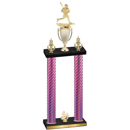 Double Pink Carbon Fiber Fourth Place Lacrosse Trophy