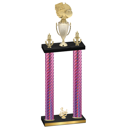 Double Pink Carbon Fiber Third Place Basketball Trophy