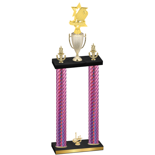 Double Pink Carbon Fiber First Place Pickleball Trophy