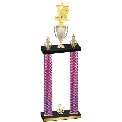 Double Pink Carbon Fiber Second Place Pickleball Trophy