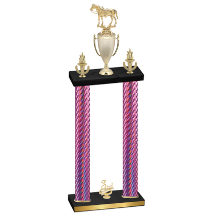 Double Pink Carbon Fiber Third Place Horses Trophy