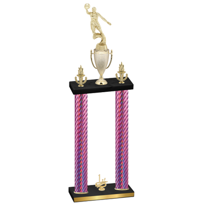 Double Pink Carbon Fiber First Place Basketball Trophy