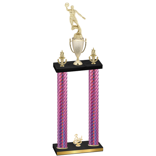 Double Pink Carbon Fiber Third Place Basketball Trophy