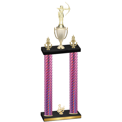 Double Pink Carbon Fiber Third Place Archery Trophy