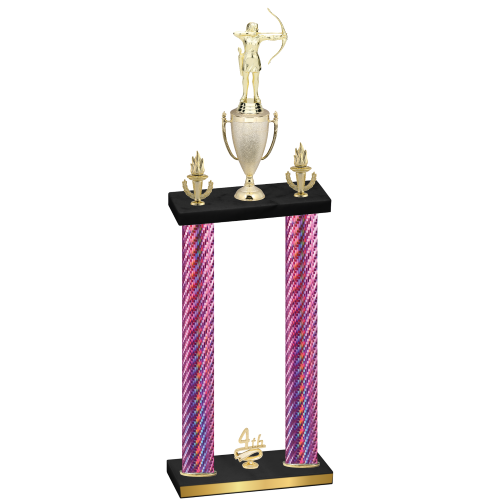 Double Pink Carbon Fiber Fourth Place Archery Trophy