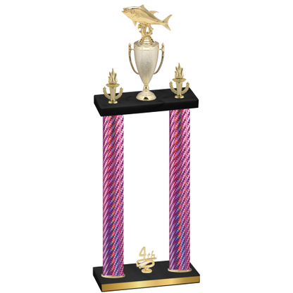 Double Pink Carbon Fiber Fourth Place Fishing Trophy