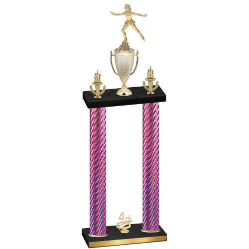 Double Pink Carbon Fiber Fourth Place Skater Trophy