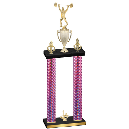 Double Pink Carbon Fiber First Place Weights Trophy