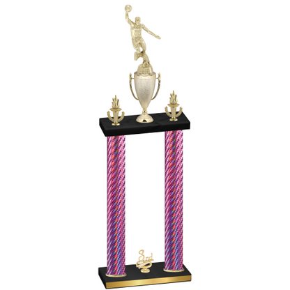 Double Pink Carbon Fiber Third Place Basketball Trophy