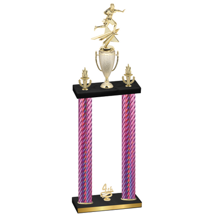 Double Pink Carbon Fiber Fourth Place Flag Football Trophy