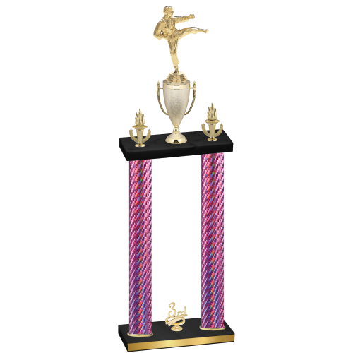 Double Pink Carbon Fiber Third Place Karate Trophy