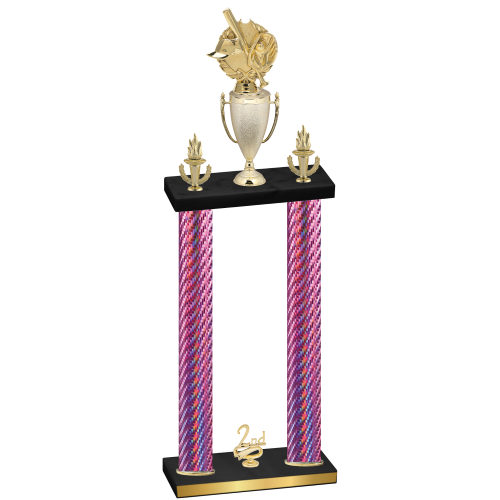 Double Pink Carbon Fiber Second Place Baseball Trophy