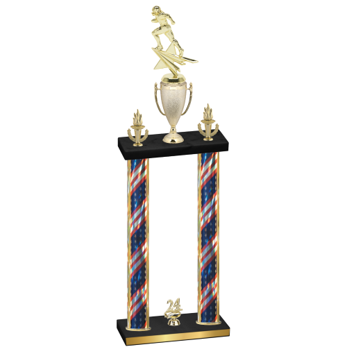 Double Flag USA Year Football Trophy
