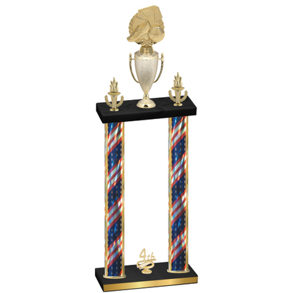 Double Flag USA Fourth Place Soccer Trophy