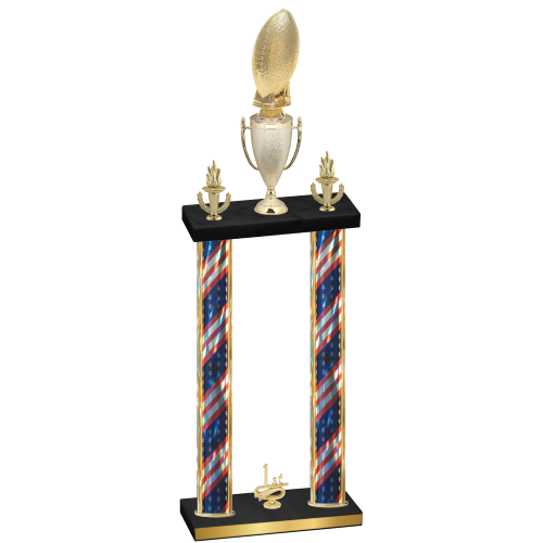 Double Flag USA First Place Football Trophy