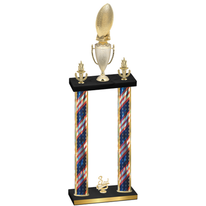 Double Flag USA Third Place Football Trophy