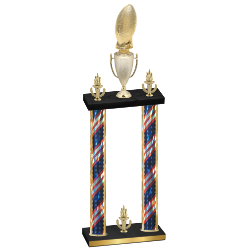 Double Flag USA Victory Football Trophy