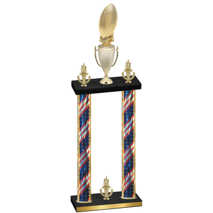 Double Flag USA Victory Football Trophy